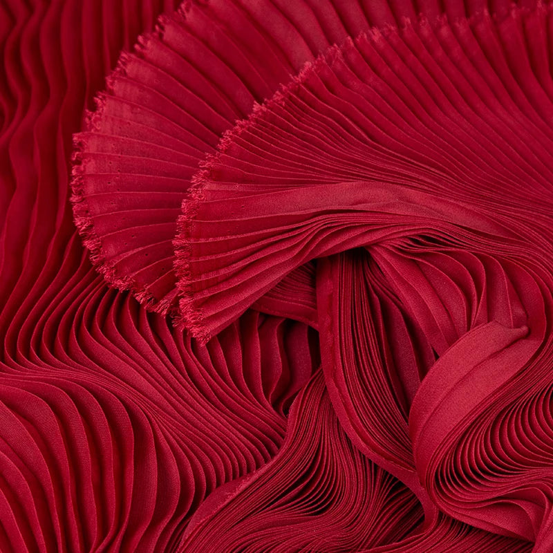 Accordion Pleated Chiffon Fabric Smooth By Meters for Dresses Clothes Sewing Plain High Quality Designer Textile Breathable Thin