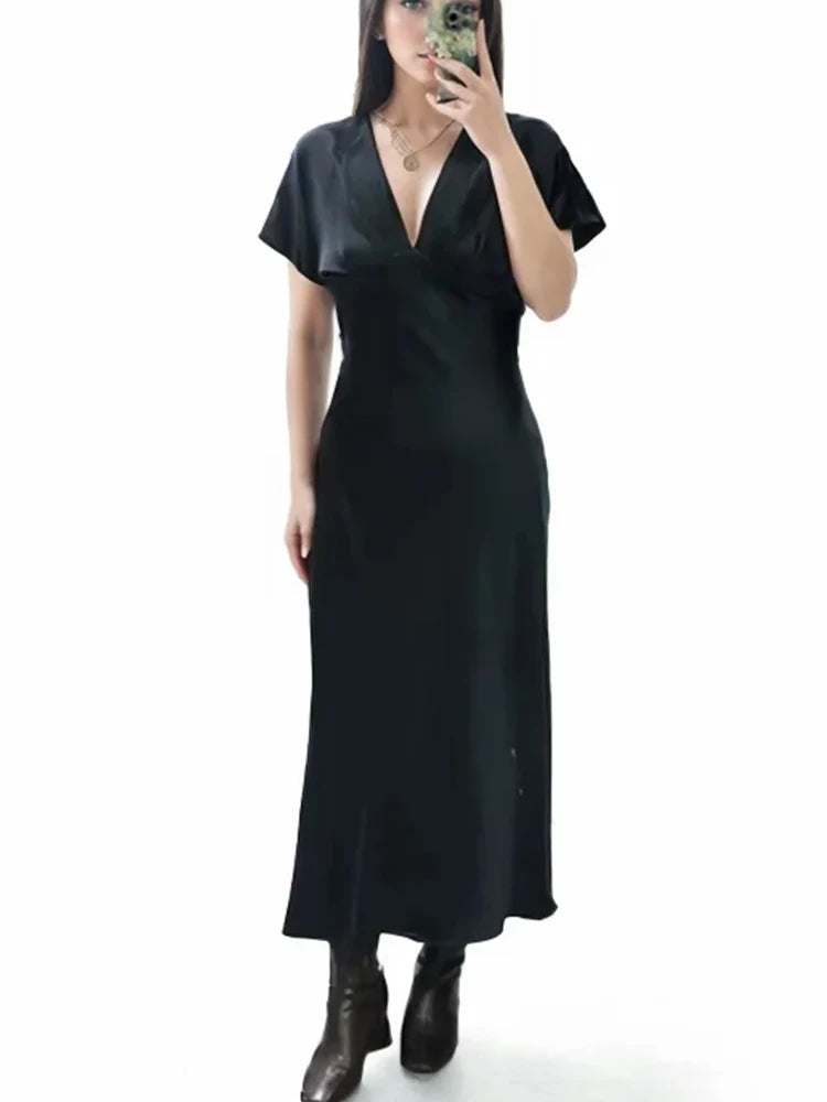 Elegant Fashion Slim V-neck Long Dress
