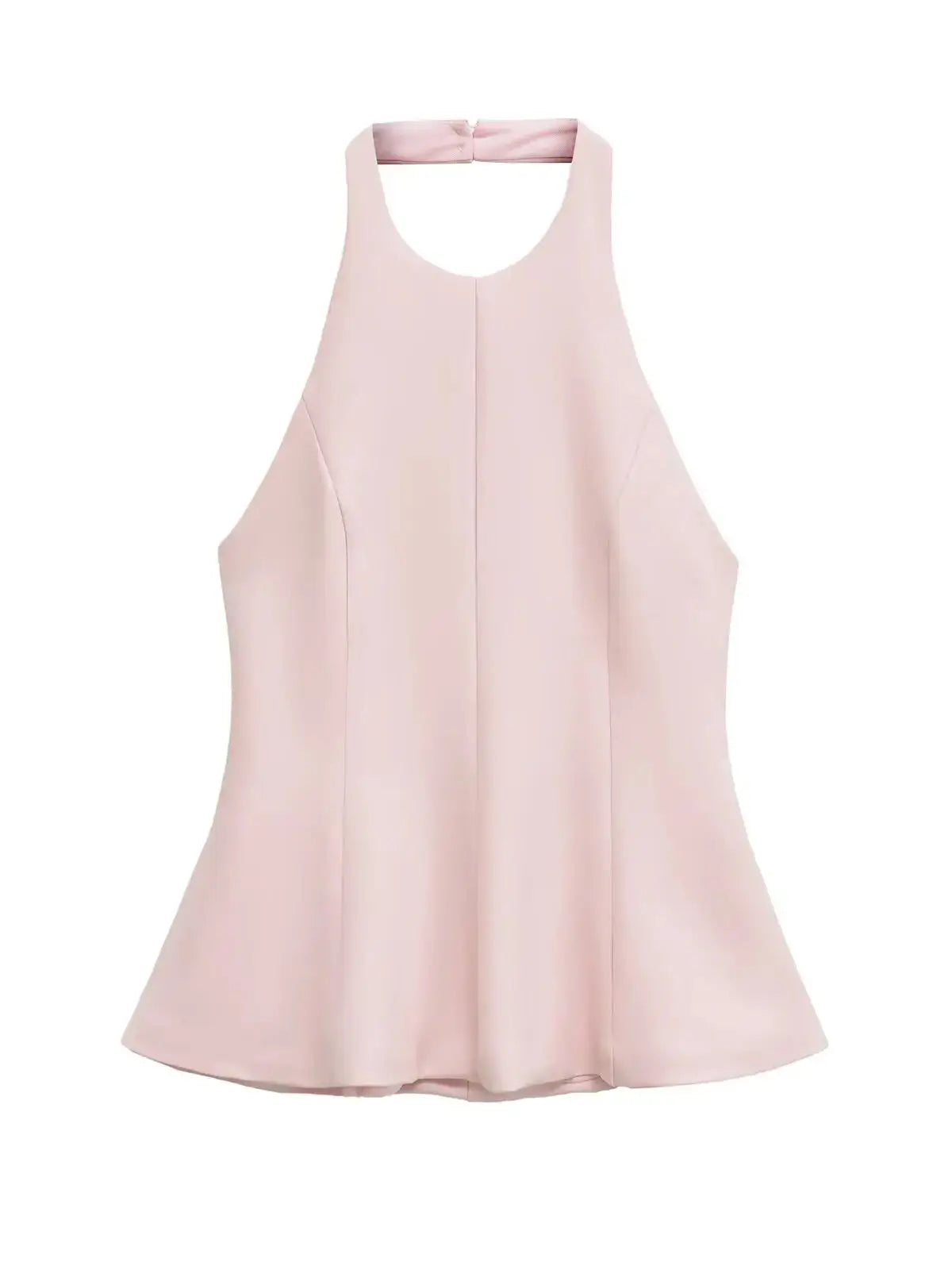 Vintage Slim Fit Sleeveless Strap Blouse – Backless