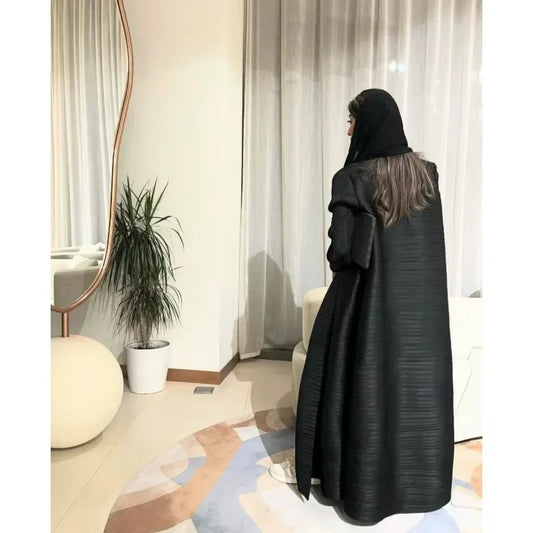 Black Muslim Abaya Trench Coat | Elegant Loose Long Abaya