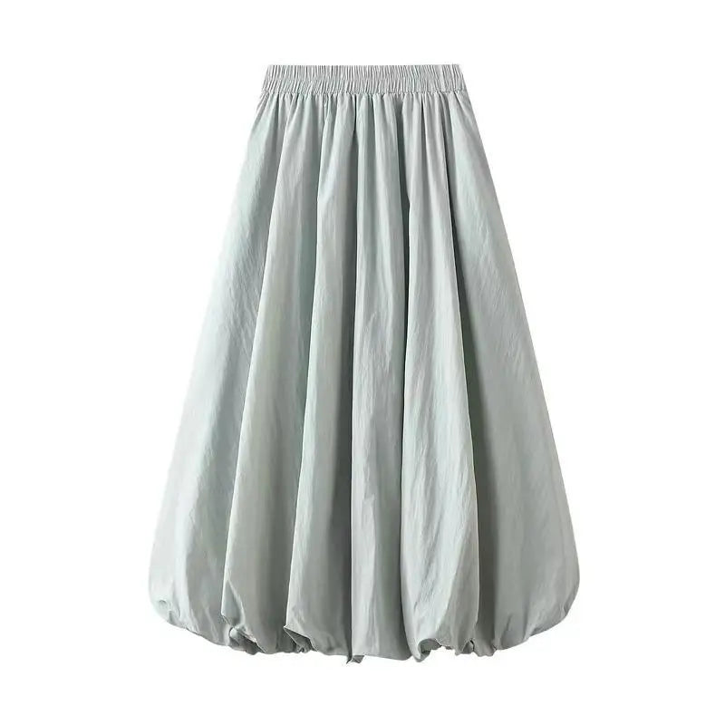 Puffy Flower Bud Skirt – High-Waisted A-Line Lantern Skirt
