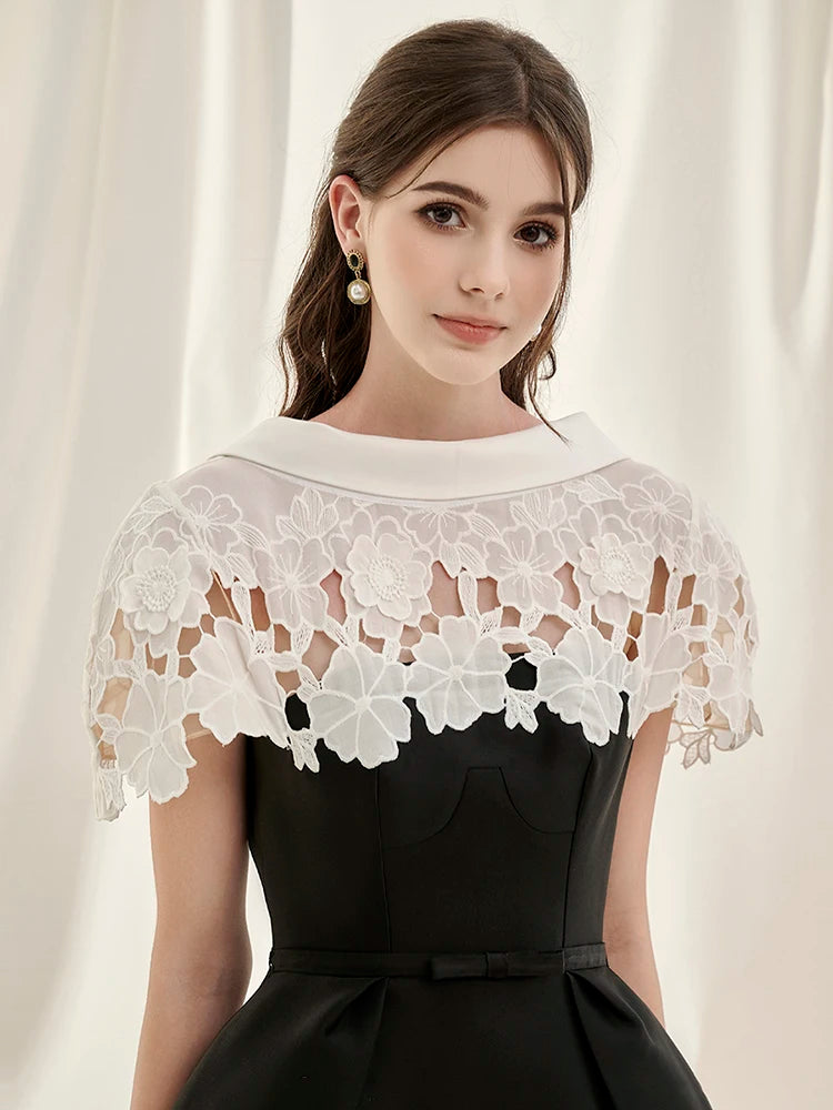 Lace Crochet Backless Dress – Sleeveless Patchwork High Waist