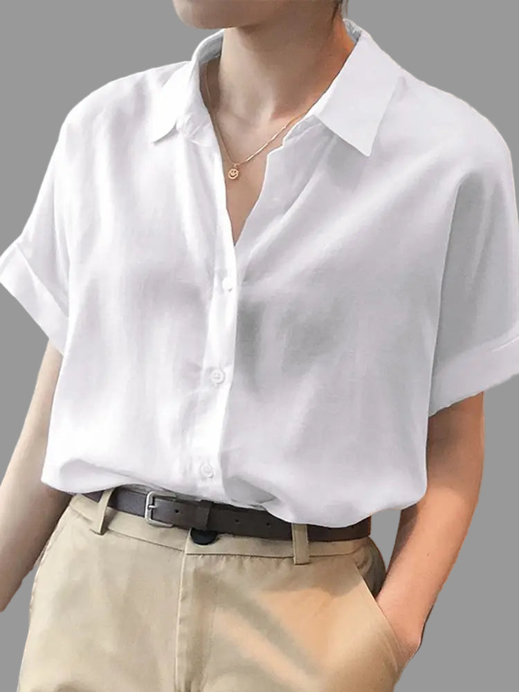 Oversized Women’s Shirt – Loose Fit Casual Solid Button