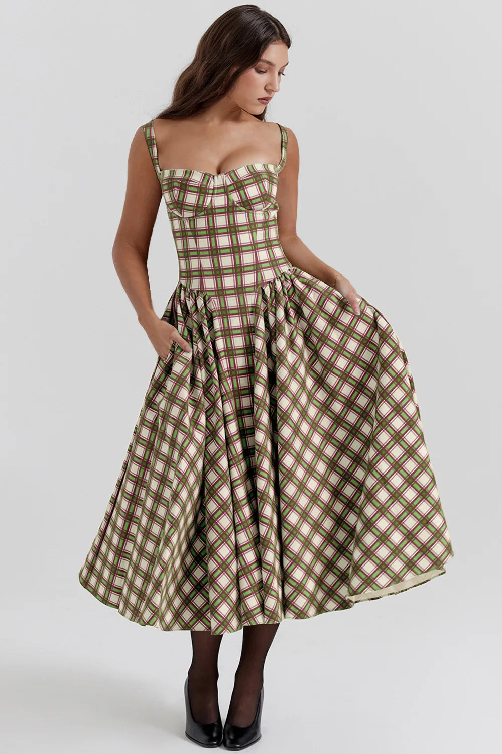 Vintage Maxi Dress – Elegant Court-Style Strap Dress