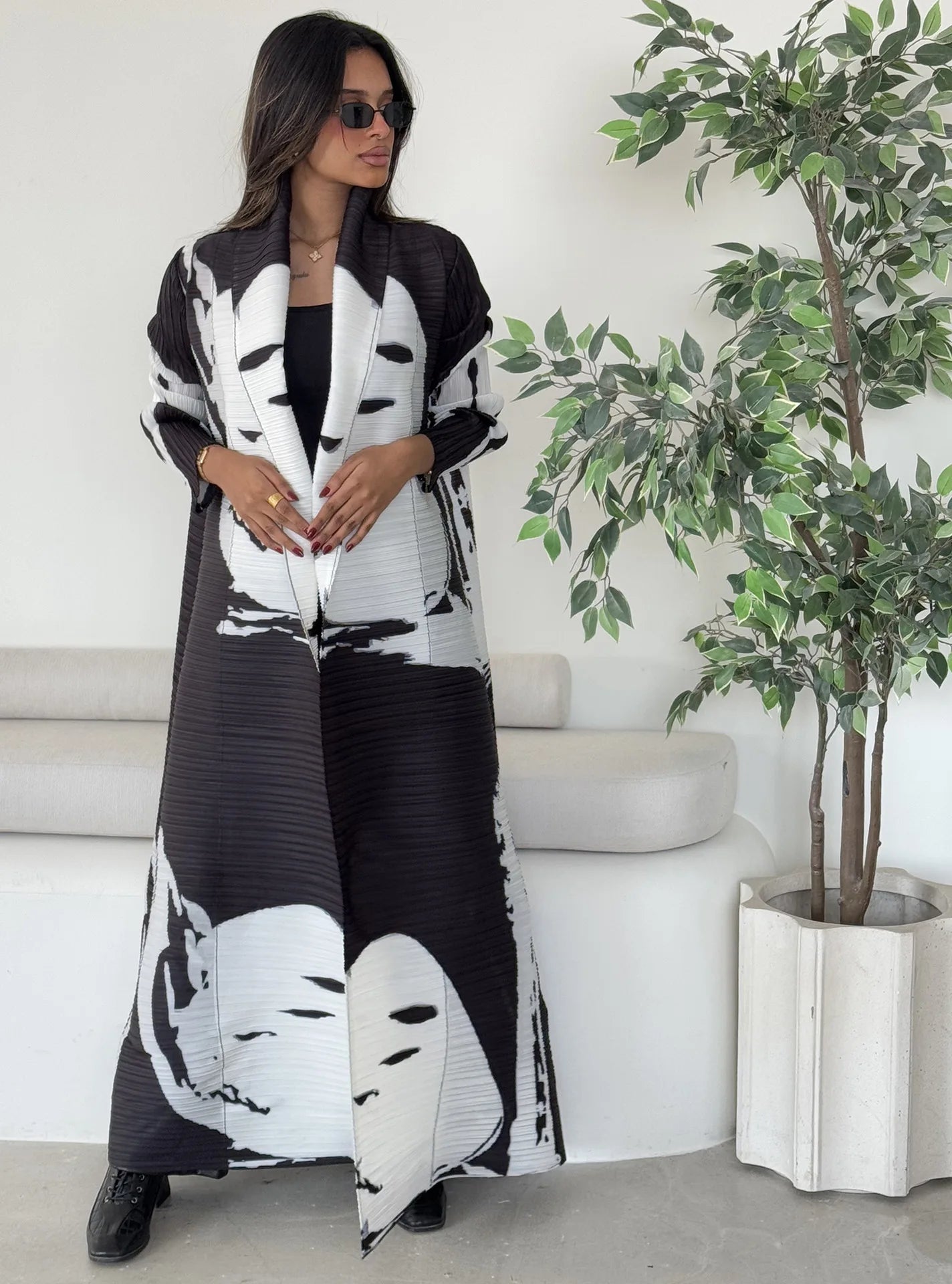 Pleated Robe Cardigan | Elegant Modest Outerwear
