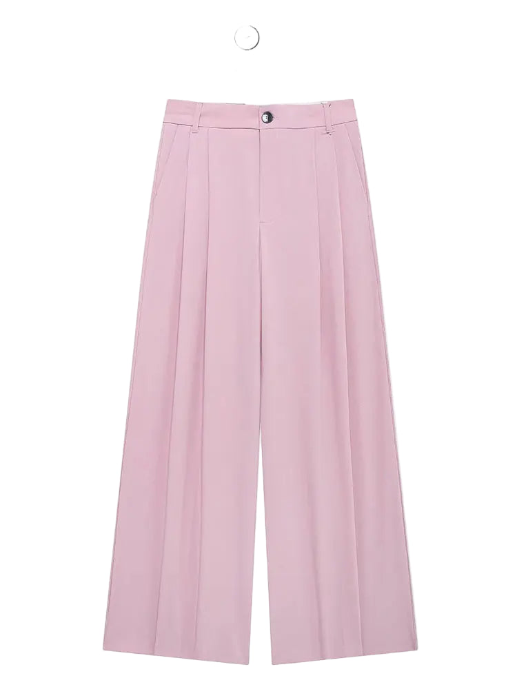 Women’s Casual Solid Straight Pants with vest same color