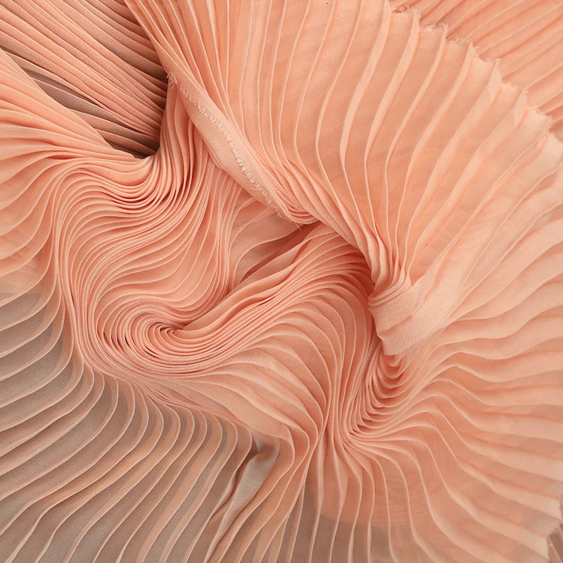 Accordion Pleated Chiffon Fabric Smooth By Meters for Dresses Clothes Sewing Plain High Quality Designer Textile Breathable Thin