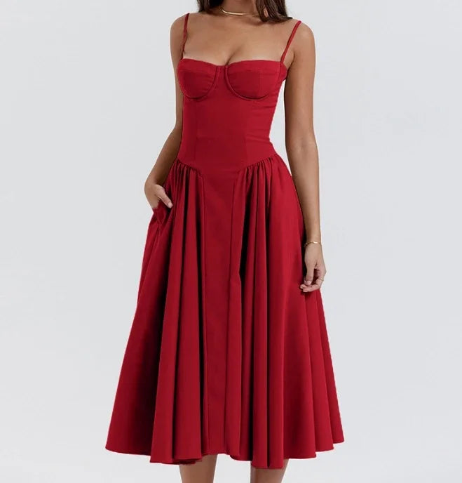 Strap Maxi Dress | French Elegant Retro Long Dress