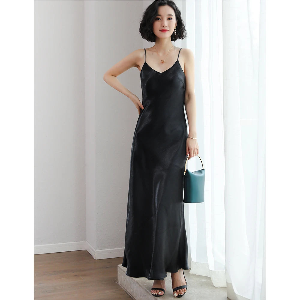 Satin Slip Dress – Spaghetti Strap Sexy Maxi Dress