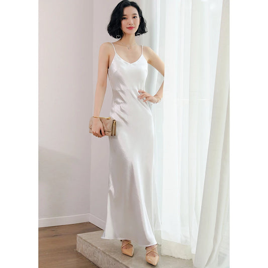 Satin Slip Dress – Spaghetti Strap Sexy Maxi Dress