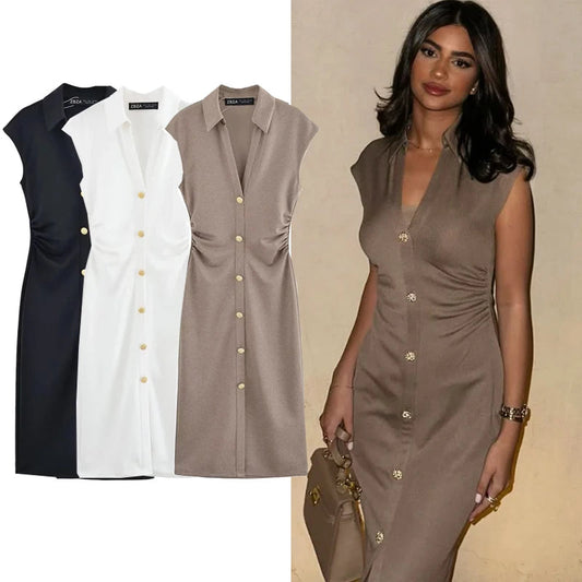 Sleeveless Solid Long Dress | Summer Bodycon Midi Dress