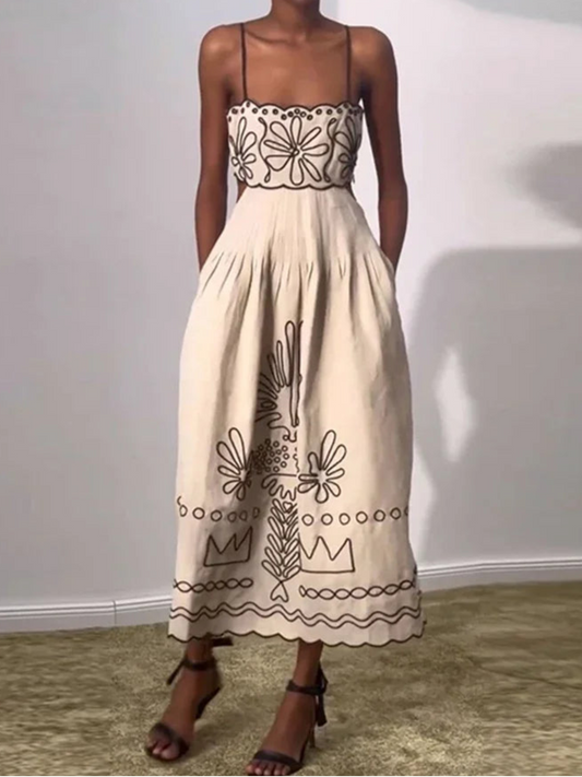 Sexy Hollow Out Backless Sleeveless Wave Hem Dress