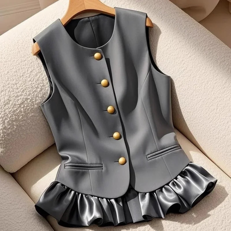 Sleeveless Blazer – Retro Waistcoat Jacket Vest for Office