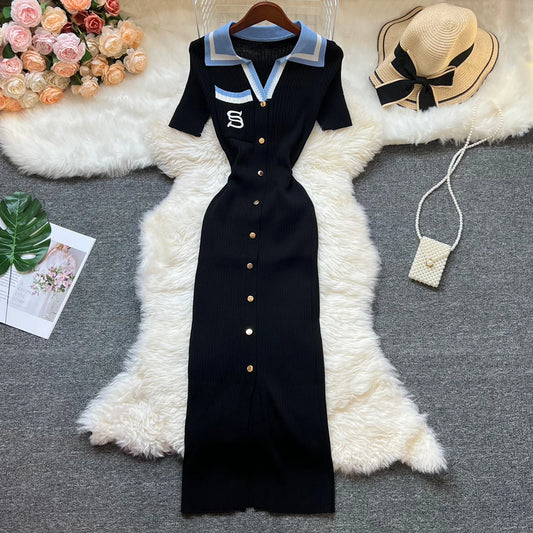 Embroidery Long Bodycon Sweater Knitted Dress