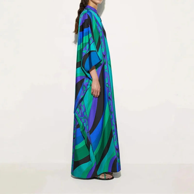 Colorful patterned dress on a white background