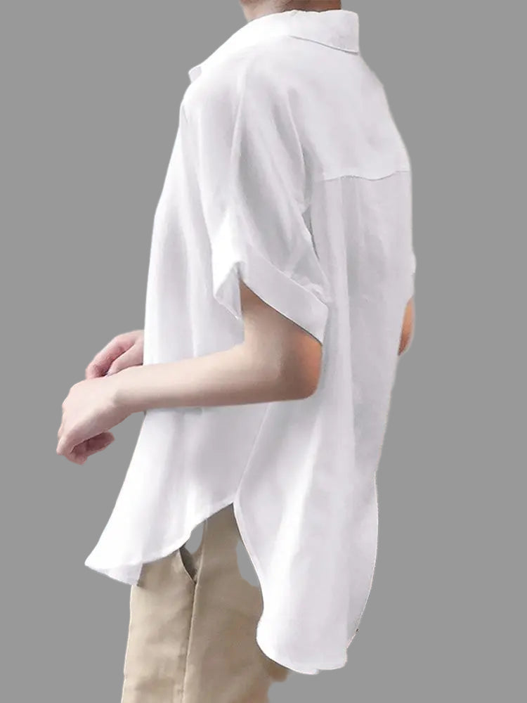 Oversized Women’s Shirt – Loose Fit Casual Solid Button