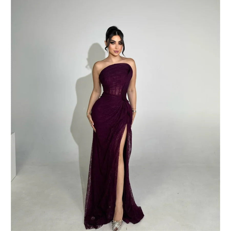 Customized Mermaid Dress – Strapless Sleeveless Floor-Length Gown