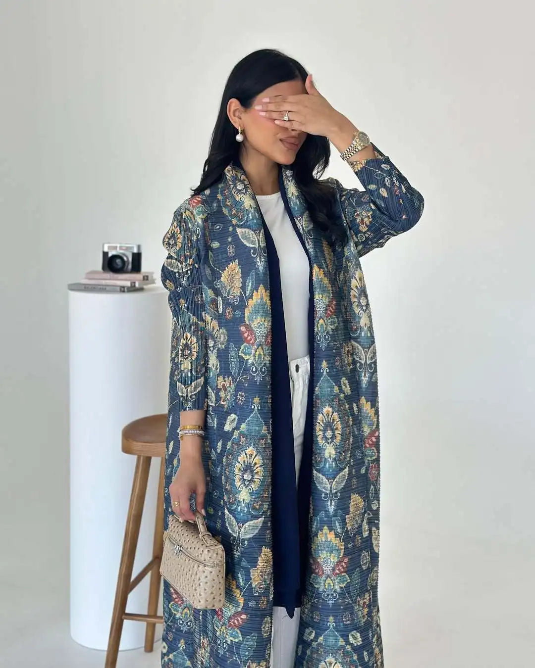 Pleated Robe Cardigan | Elegant Modest Outerwear