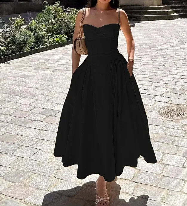 Strap Maxi Dress | French Elegant Retro Long Dress