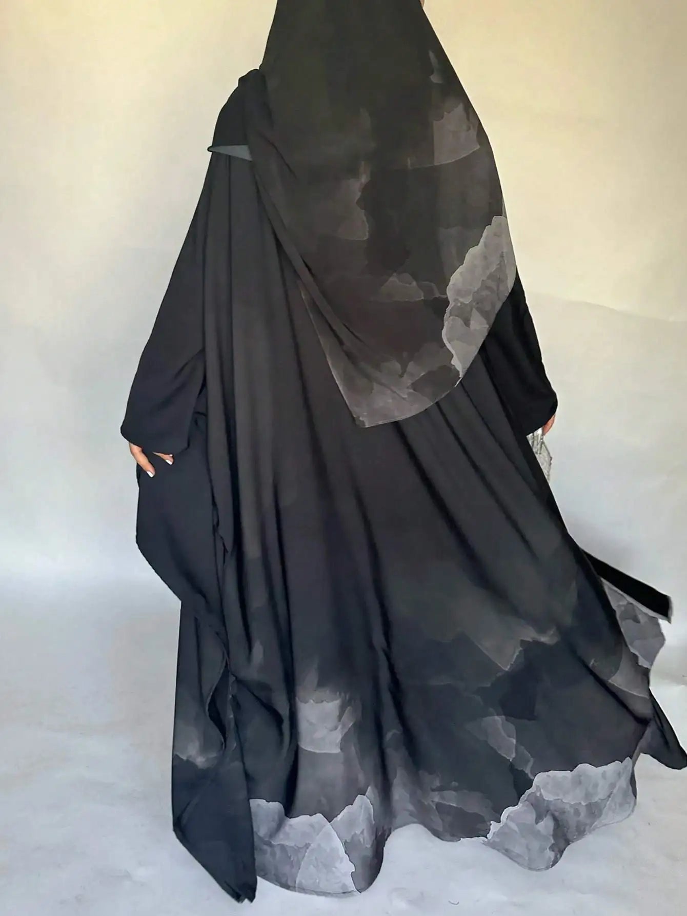 Middle Eastern Loose Tie Dye Abaya Muslim Full Sleeve Open Front Abayas Elegant Turkey Kaftan Arabian Maxi Dresses Women Jilbabs