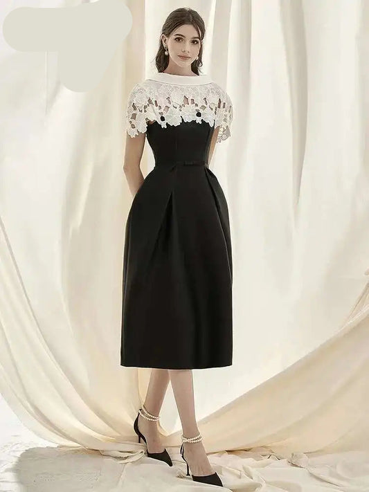 Lace Crochet Backless Dress – Sleeveless Patchwork High Waist