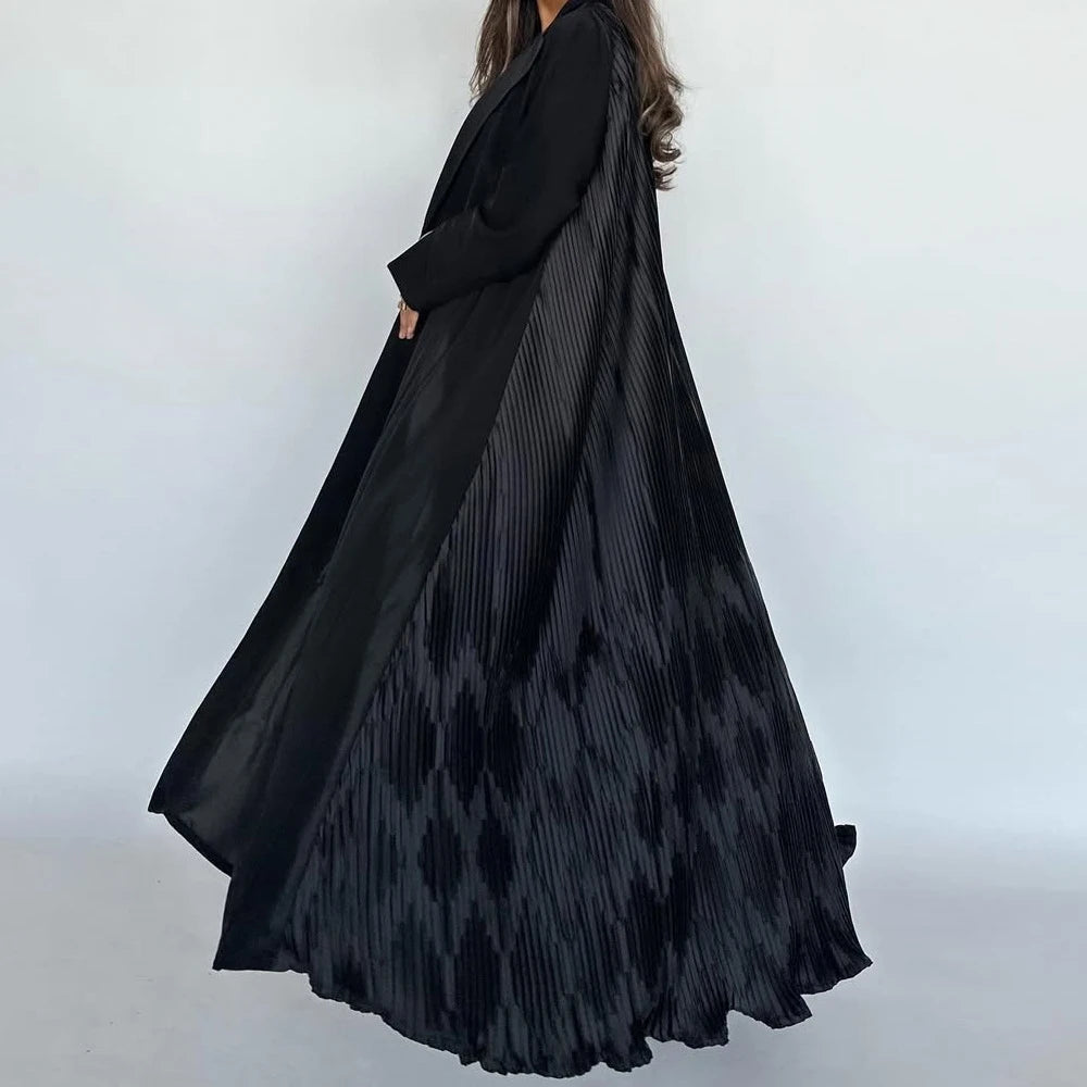 Open Front Kimono Abaya – Pleated Kaftan Dress