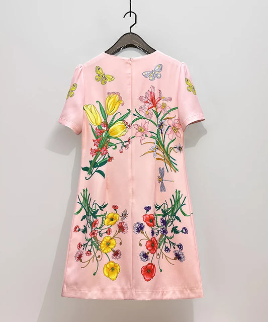 Butterfly Print Mini Dress | Sequin Beaded Rhinestone
