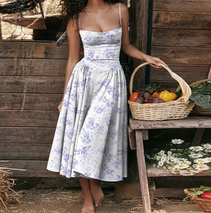 Strap Maxi Dress | French Elegant Retro Long Dress