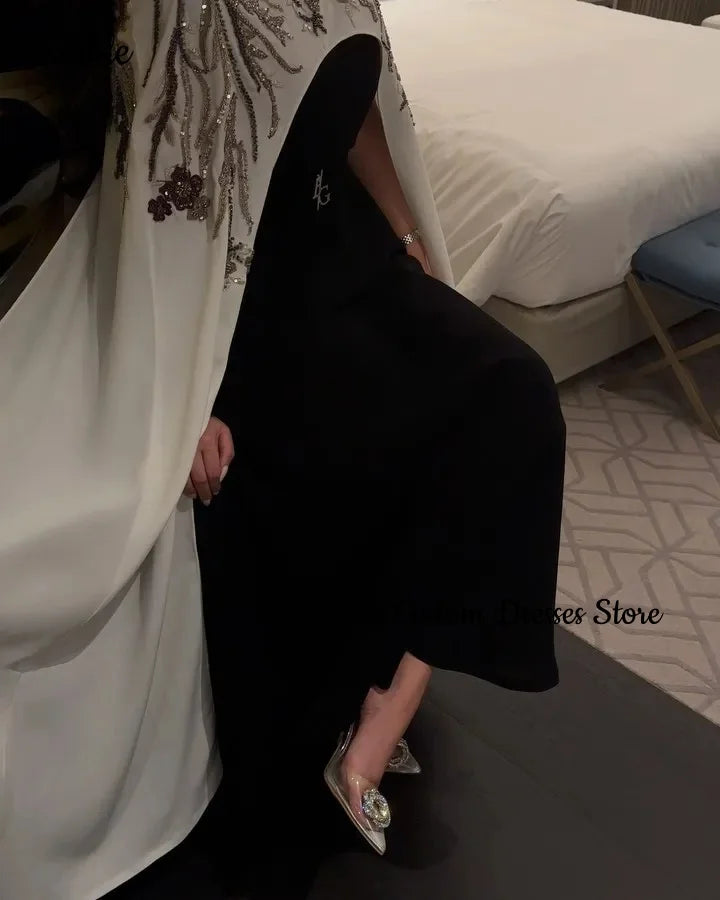 Customized Dress Column Beaded Floor with High Scoop Neckline