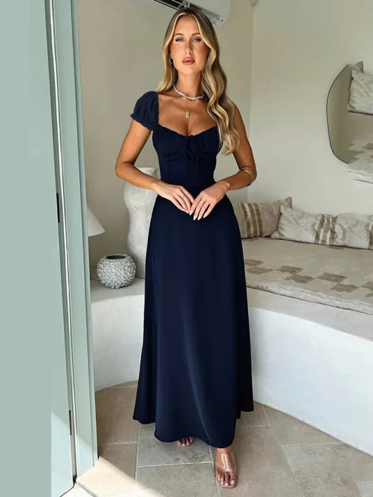 Sexy Bandage Strapless Midi Dress – Women’s Elegant Backless Bodycon