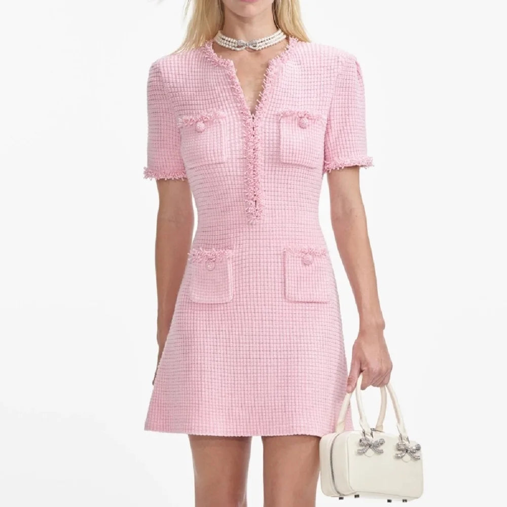 فستان كورسيه محبوك مع شرابة – أنيق ومشد للجسم مرن