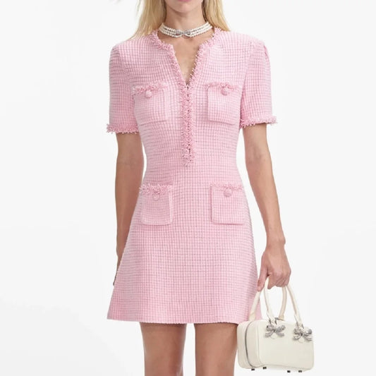 فستان كورسيه محبوك مع شرابة – أنيق ومشد للجسم مرن