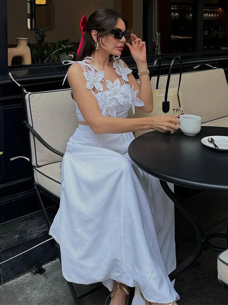 3D Printed Women’s Skirt Set – Sleeveless Crop Top & Maxi Skirt