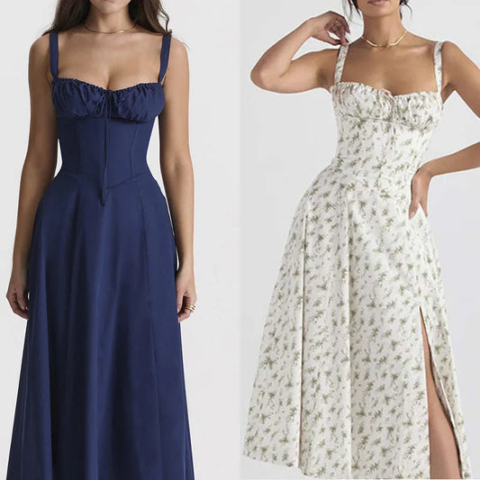 Floral Open-Back Strap Midi Dress | Summer Easy-Breezy Style