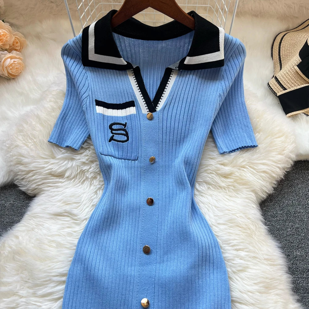 Embroidery Long Bodycon Sweater Knitted Dress