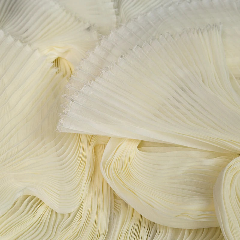 Accordion Pleated Chiffon Fabric Smooth By Meters for Dresses Clothes Sewing Plain High Quality Designer Textile Breathable Thin