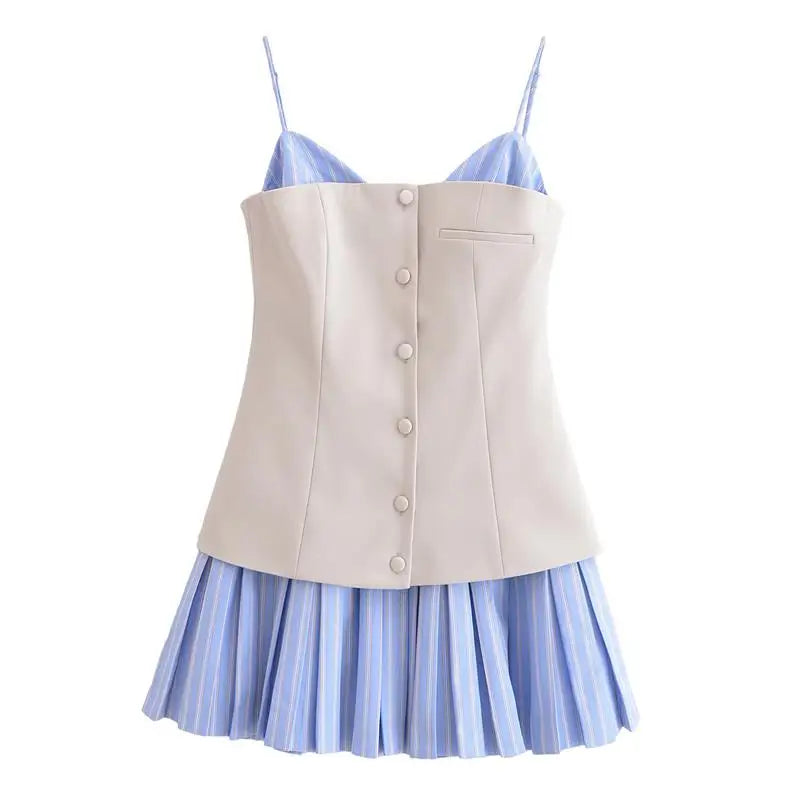 Patchwork Mini Dress – Chic Sling Tube Top Slim