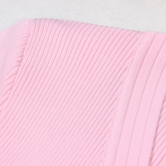 2025 Spring/Summer New Fashion Knitted Elastic Short Sleeve Solid Color Gold Button Slimming Style Commuter Women's Dress