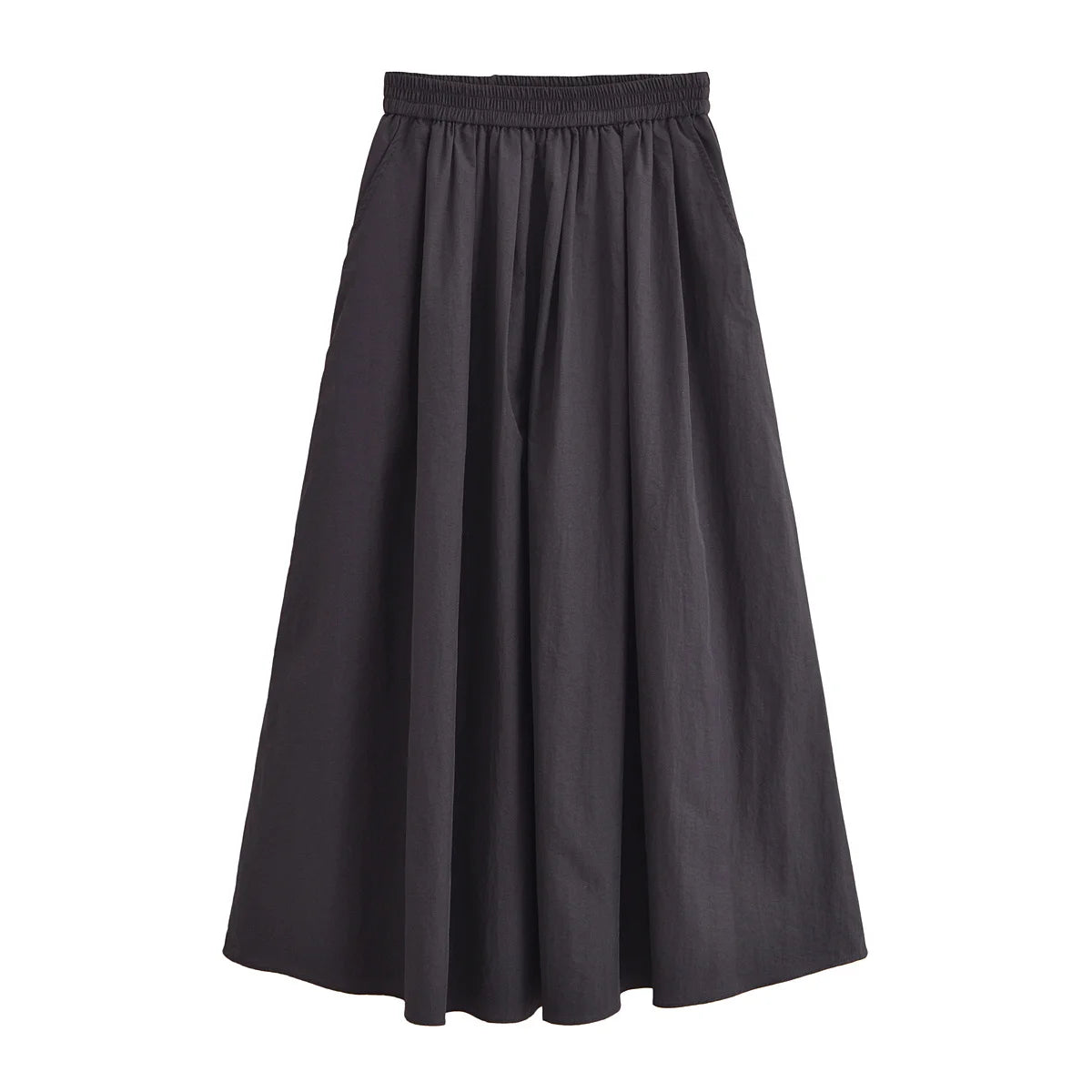 Fluffy Sleeve Shirt & Wide Swing Midi Skirt Set