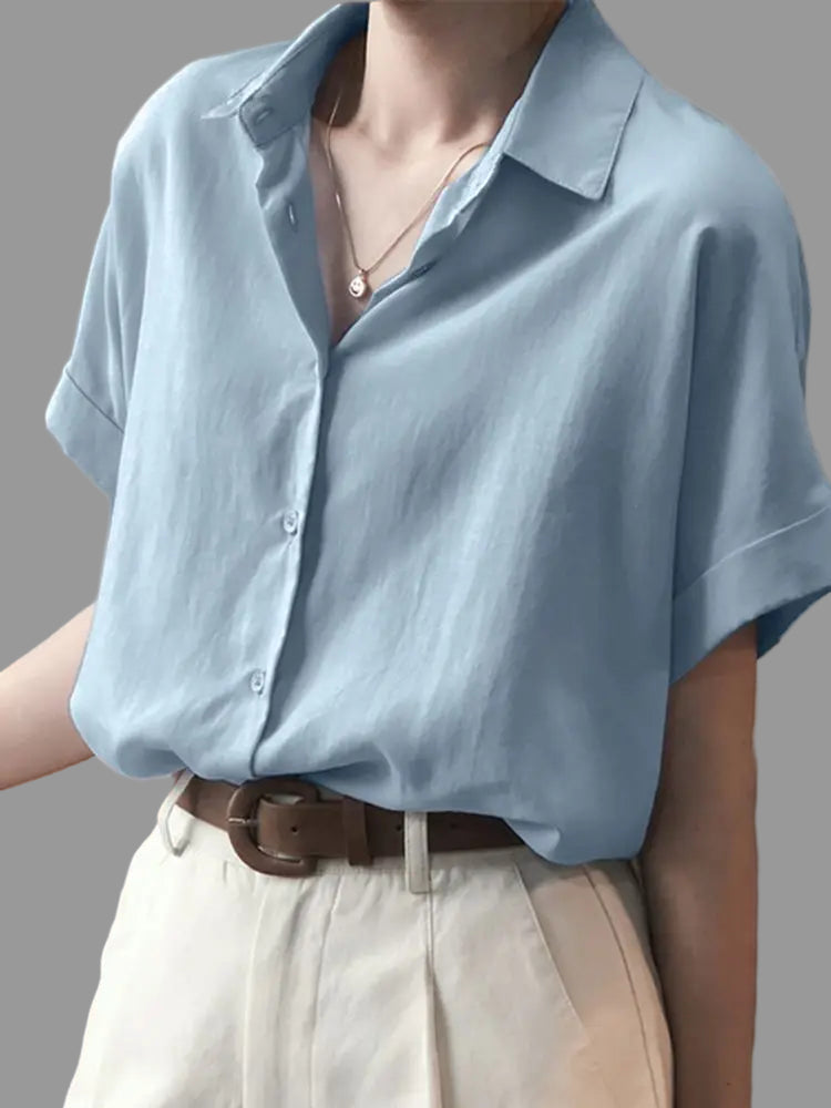 Oversized Women’s Shirt – Loose Fit Casual Solid Button