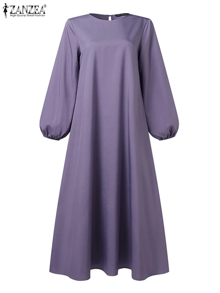 2025 ZANZEA Fashion Muslim Dress Women Tukey Abaya Robe Long Sleeve Maxi Sundress Vestido Dubai Kaftan Islamic Clothing Oversize