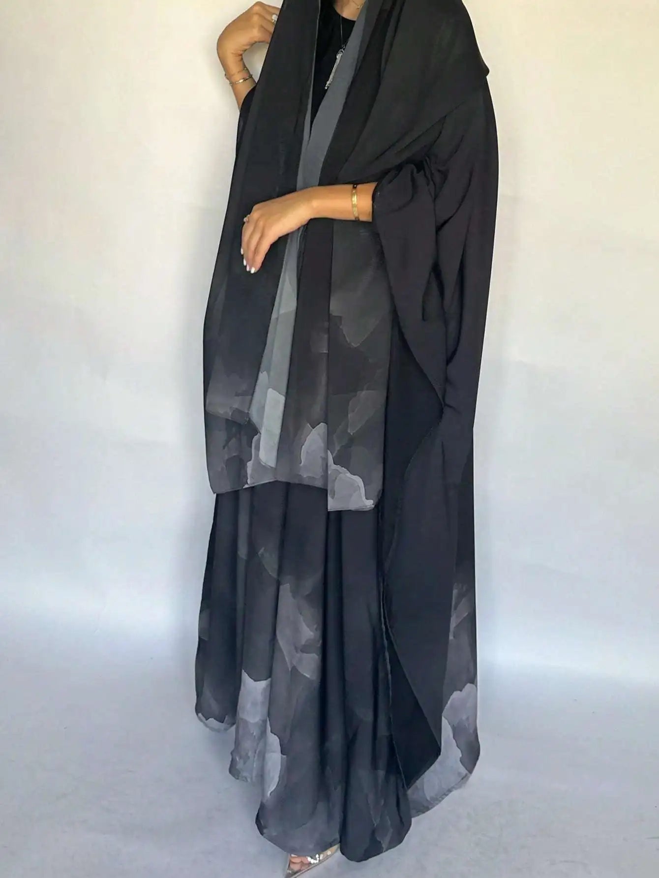 Middle Eastern Loose Tie Dye Abaya Muslim Full Sleeve Open Front Abayas Elegant Turkey Kaftan Arabian Maxi Dresses Women Jilbabs