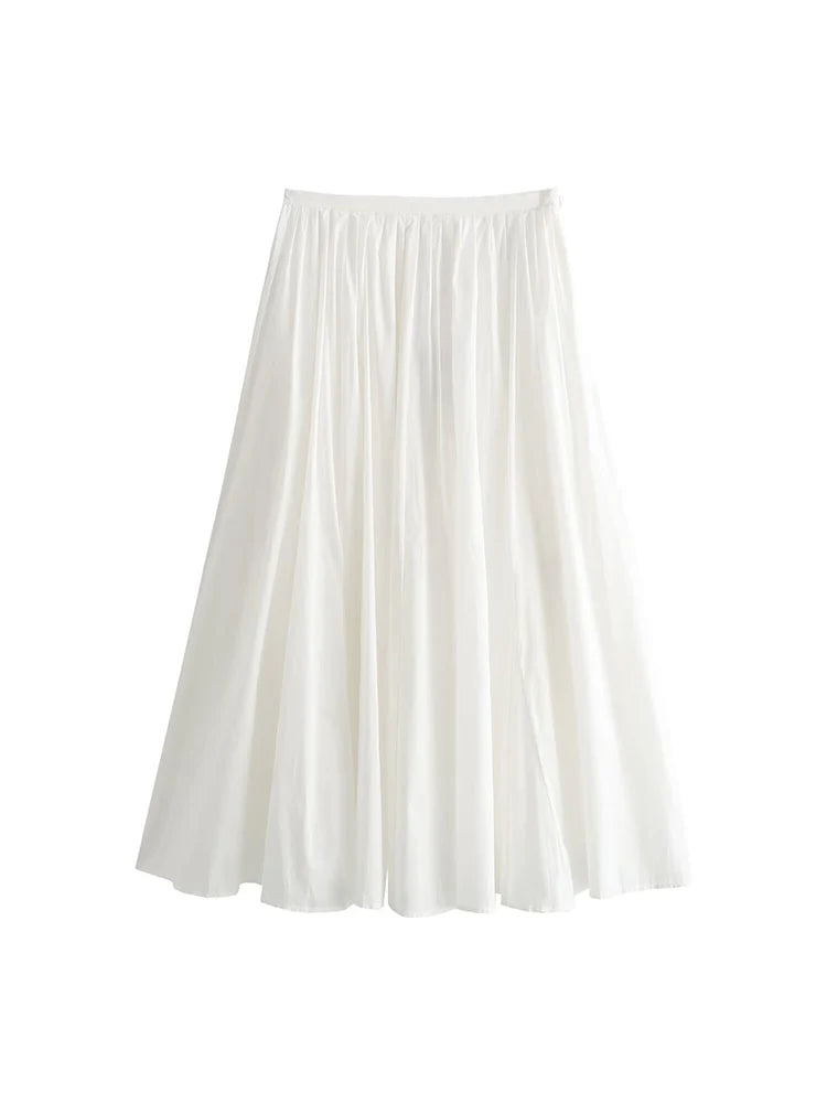 Women’s Stand Collar Top & A-Line Skirt Set – Chic Ruffled Sleeveless
