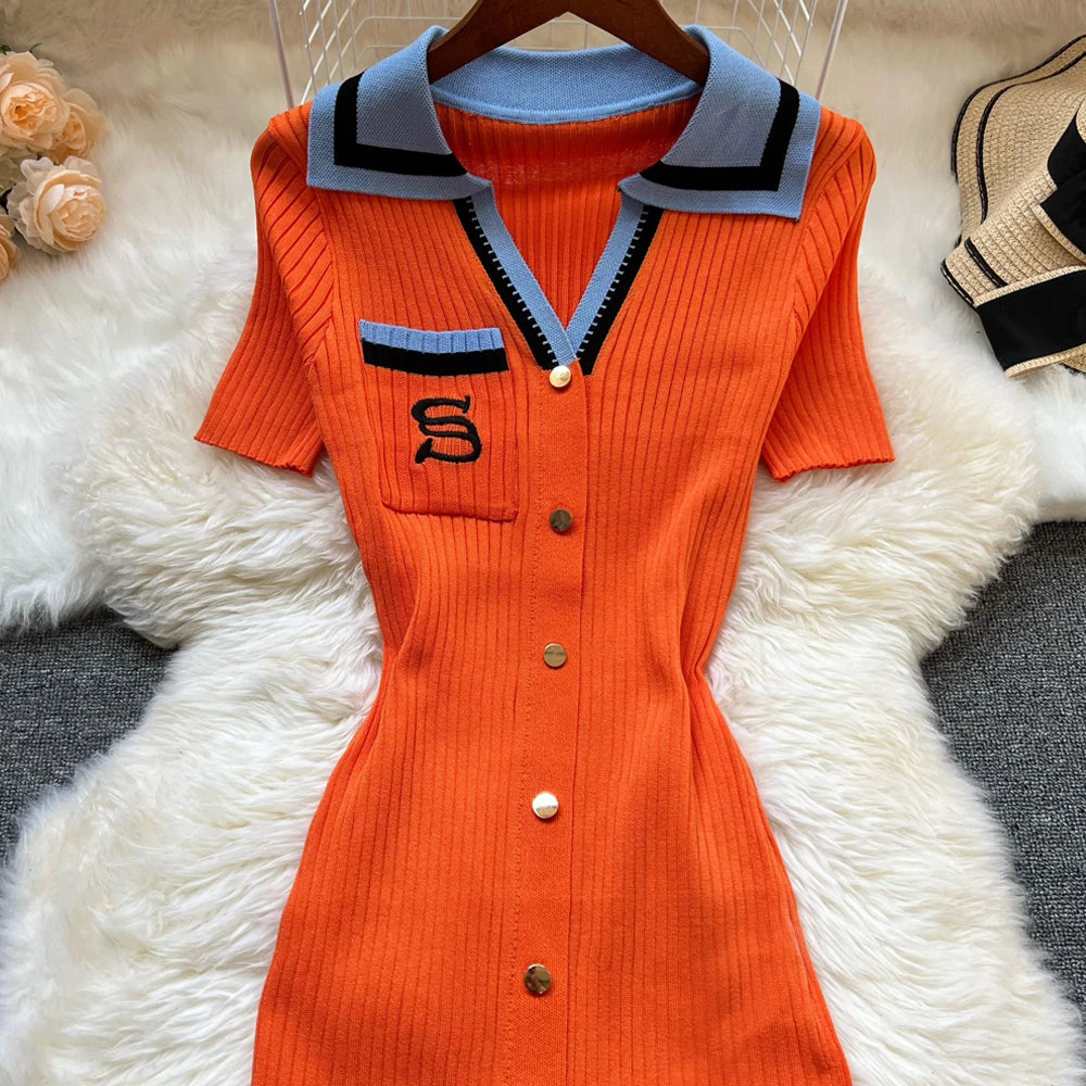 Embroidery Long Bodycon Sweater Knitted Dress