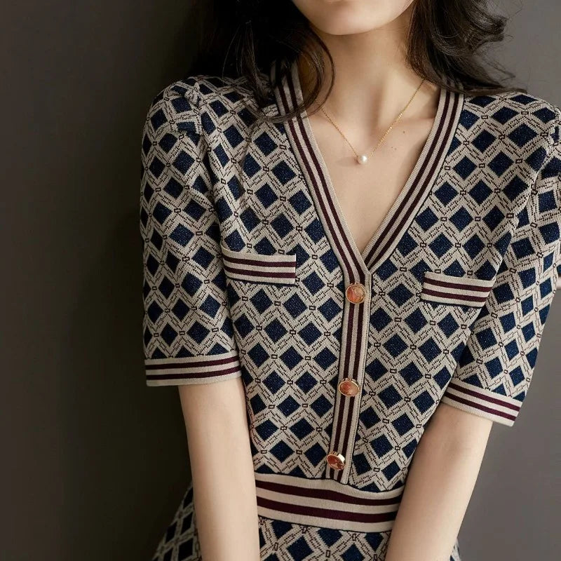 Crochet-Knit Midi Dress | Aesthetic Luxury Fashion