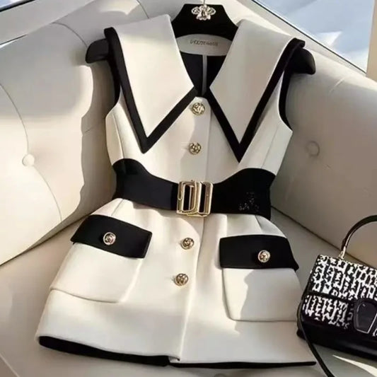 Sleeveless Blazer – Retro Waistcoat Jacket Vest for Office