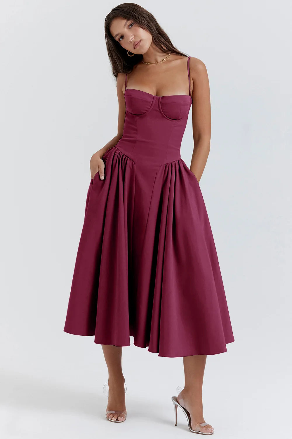 Vintage Maxi Dress – Elegant Court-Style Strap Dress
