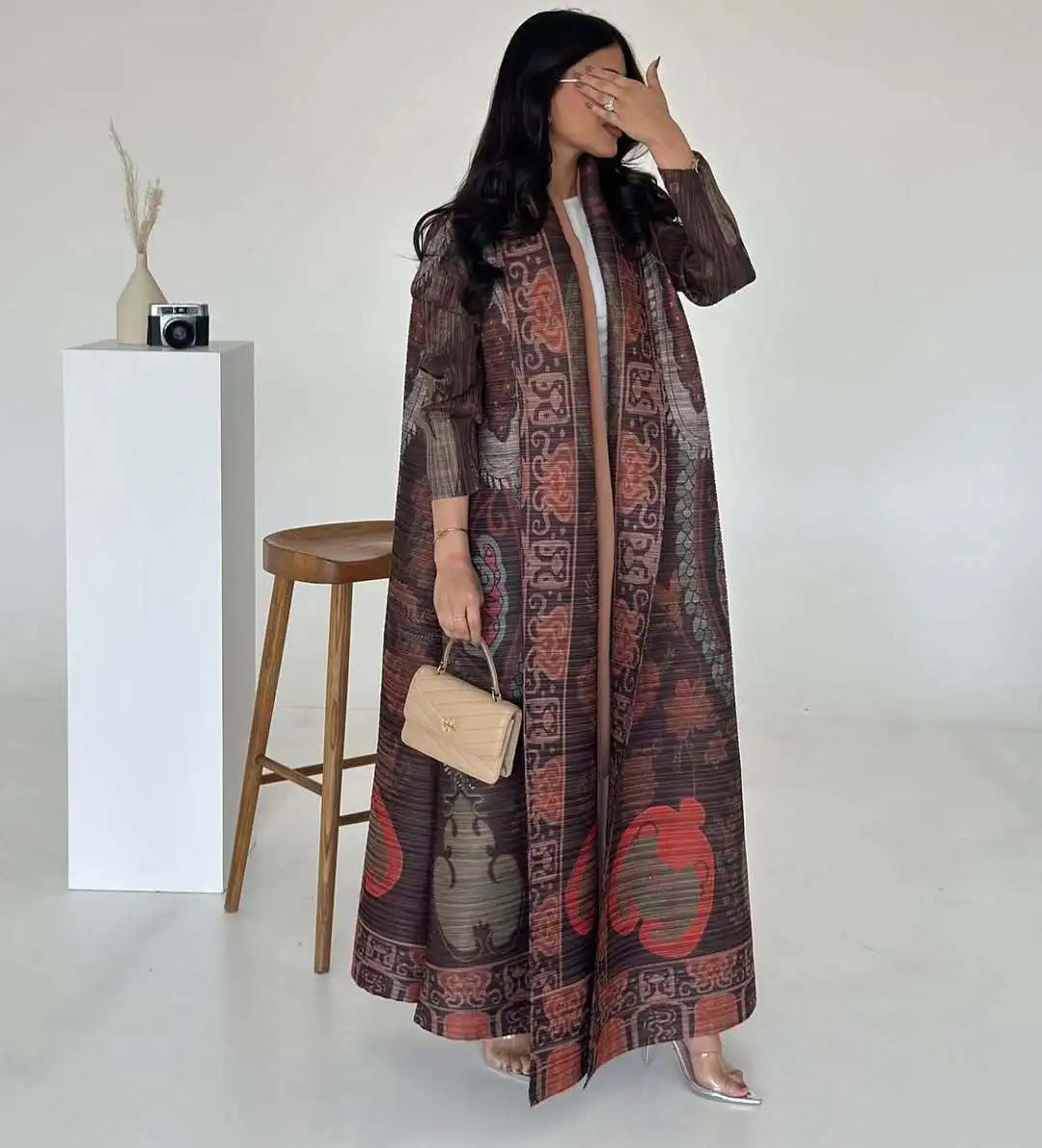 Pleated Robe Cardigan | Elegant Modest Outerwear