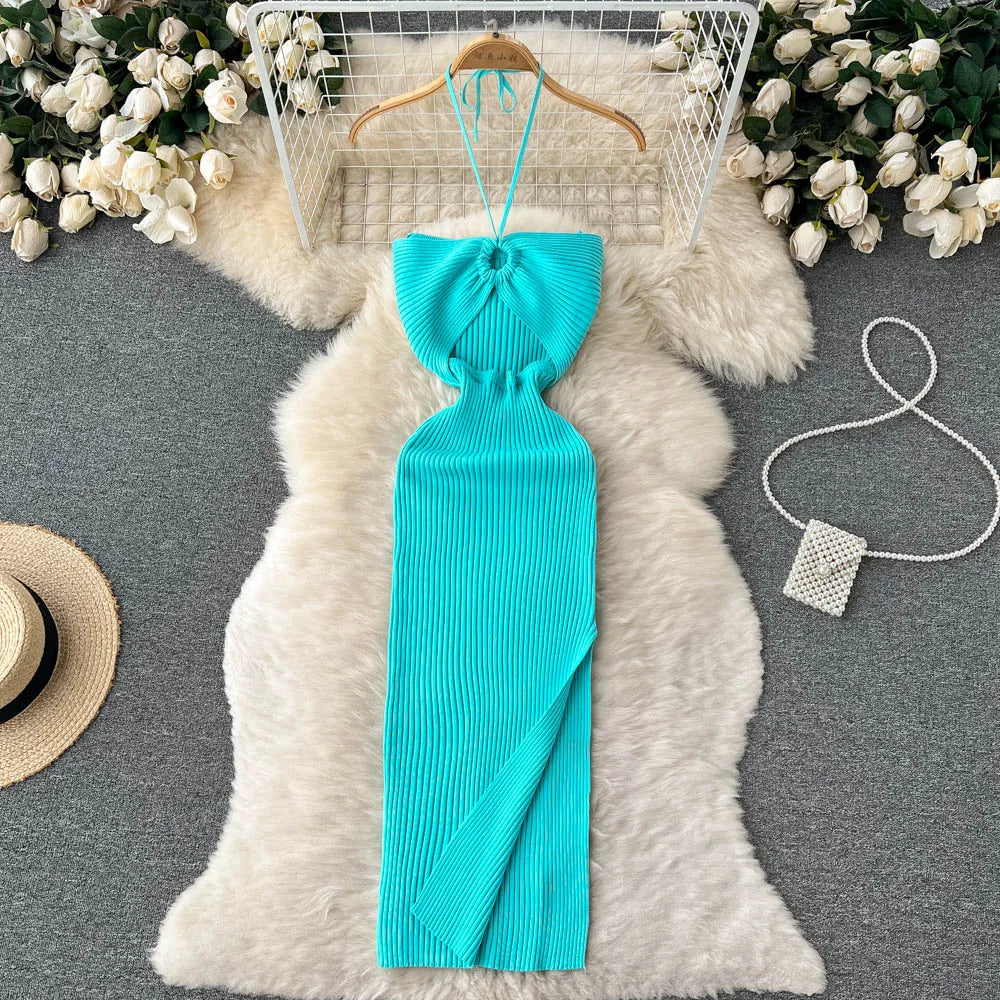 Split Knitted Bodycon Dress | Slim Elastic Dress