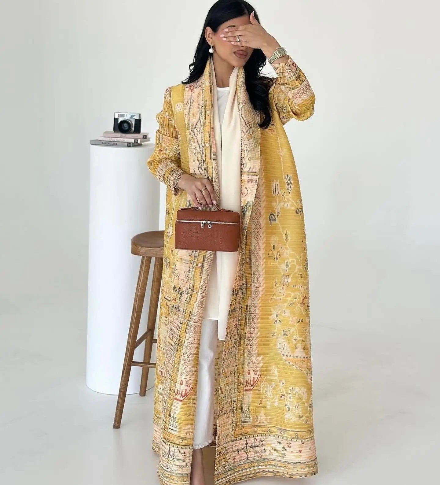 Inspired Pleated Cardigan Coat | Lace-Up Long Cape